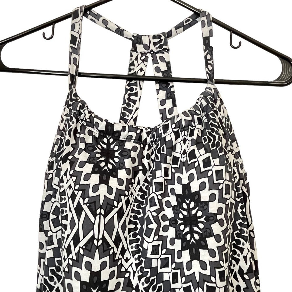prAna Quinn Printed Halter Athleisure Dress Built-In Bra Black & Grey XS - Picture 4 of 10